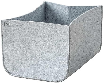 LIFENEY Aufbewahrungsbox Größe M – Schrank Organizer aus der Serie Organize your closet – Für Stauraum & Ordnung im Kleiderschrank – 33 x 33 x 33 cm, Material: Filz, Farbe: Grau