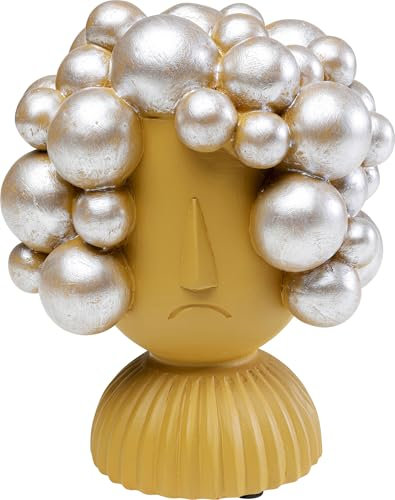 Kare Design Deko Objekt Hairstyle, Gelb, Deko Figur Kopf mit Dekoperlen, Dekoration für Wohnzimmer, Schlafzimmer, Regale, Sideboards, 19x15x14 cm (H/B/T)