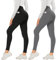 AMIYOYO 2er Pack Leggings für Damen High Waist Leggins Blickdicht Elastische Bauchweg Hosen Weiche Sporthose für Yoga Fitness Outdoor Freizeit(Schwarz+Dunkelgrau,XXL=DE50-54)