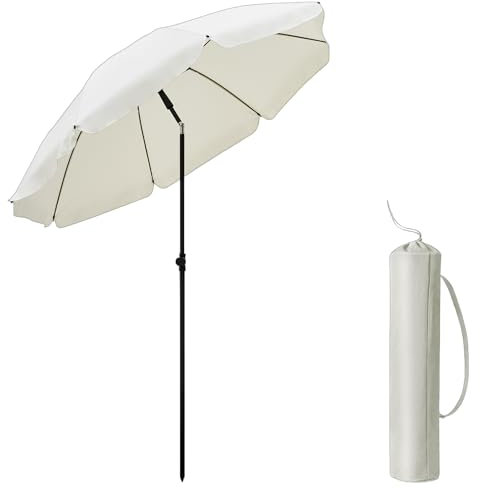 2M Outdoor Garden Parasols,Garden Parasol Umbrella with Crank Handle,Adjustable Tilting UV30+ Protection Sun Shading Umbrella,Water Repellent Portable Sunshade for Balcony, Bench,Deck,Patio Cream