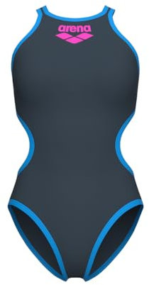 ARENA One Women's Big Logo Swimsuit Costume Intero, Asphalt/Turchese, 38 Donna