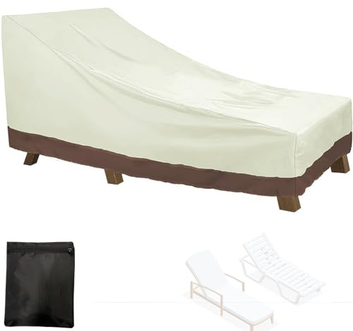 Gartenliege Abdeckung Wasserdicht ,Winterfest Schutzhülle für Sonnenliege , 210D OxfordAbdeckplane für Liegestuhl, Abdeckhauben für Deckchair für Garten Rattan Terrasse(Size:208*76*41/79cm,Color:Beige