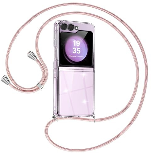 Ptny Coque pour Samsung Galaxy Z Flip 6 Coque avec Cordon, étui Silicone Antichoc Anti Rayures Transparent avec Réglable Téléphone lanière pour Samsung Galaxy Z Flip 6 Clear Housse