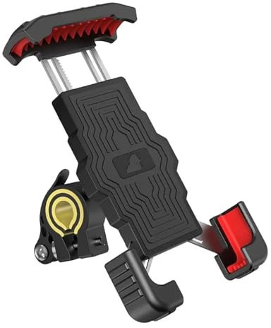 BOHHO Handyhalterung Fahrrad Bike Mobile Handy Unterstützung Halter Handy Fahrrad Motorrad Halterung Zubehör Halterung 4,7-7 Zoll Universal Handyhalter Motorrad(Black Red)
