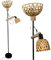 Osasy holz stehlampe mit 2 Schirmen designer lampe| natürlich einzigartig Bambus Stehlampe Design fürs Wohnzimmer | praktischem Schalter | standleuchte Höhe 165 cm | Ohne Glühbirnen