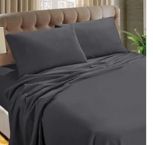 Rayyan Linen Sábana encimera de franela térmica 100% algodón cepillado de lujo suave sábana encimera o fundas de almohada (gris carbón, doble)