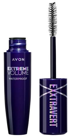 AVON Mascara Waterproof Exxtravert Extreme Volume - Blackest Black | Mascara Allungante e Volumizzante Fino al Doppio | Resistente all’Acqua per Occhi Definiti | 9,5ml