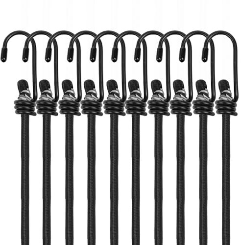 10 Pezzi Corde Elastiche con Gancio, 60CM Elastici Portapacchi, Resistenti Cinghie Elastiche, Resistente Gancio Elastico per il Fissaggio di Bagagli, Portabagagli, Campeggi, Motociclette e Teloni