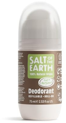 Salt of the Earth | Natural Refillable Roll On Deodorant – Oud & Bergamot - Refillable, Effective Vegan Protection with Long-Lasting Body Odour Control for Women, Men & Kids - (75ml)