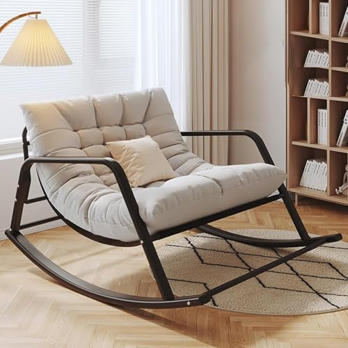 Patio Schaukelstuhl mit gepolstertem Kissen für Indoor & Outdoor Hellgrau