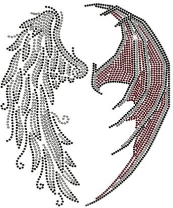 MAYJOYDIY Engelsfluegeln Strass Aufnaeher Zum Aufbuegeln, Hotfix Strass Aufnaeher Daemonenfluegel Transfer Applikation Thermo-Transfer-Aufkleber Kristall Aufnaeher Fuer Kleidung, Schuhe