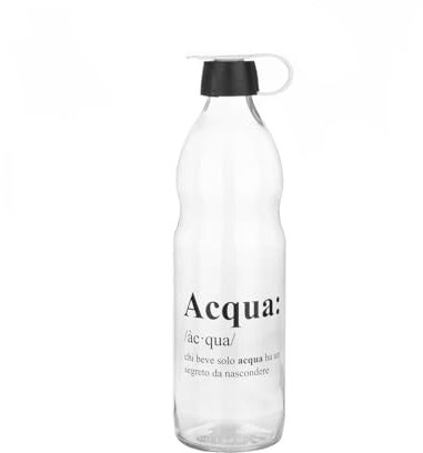 Bottiglia con scritta acqua 1 litro in vetro