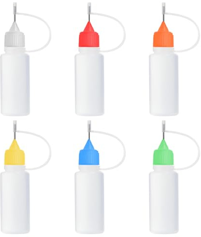 6 Stücke Nadelflaschen, 5ml Dosierflasche, leere Kleberflasche, Präzisionsflasche, Nadelflasche, Nadelspitze Applikator, mit Nadelspitze, für DIY Handwerk Nachfüllkleber nähmaschinenöl