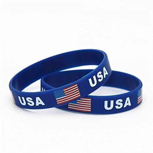 Vobumix 2 Stück Usa-silikon-Armband, Amerikanische Flagge, Fußball-Souvenir-Armband Für Sportwettkampf-Fan-anhänger