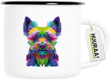 Huuraa tasse en émail Yorkshire terrier Tasse à café cadeau vintage 300 ml Yorkshire terrier Présent