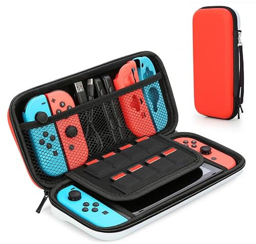 HEYSTOP Switch-Schutztasche Ultraleichte Aufbewahrungstasche für Switch/OLED Stoß- und stoßfest mit 12 Kartensteckplätzen + Zubehörtasche