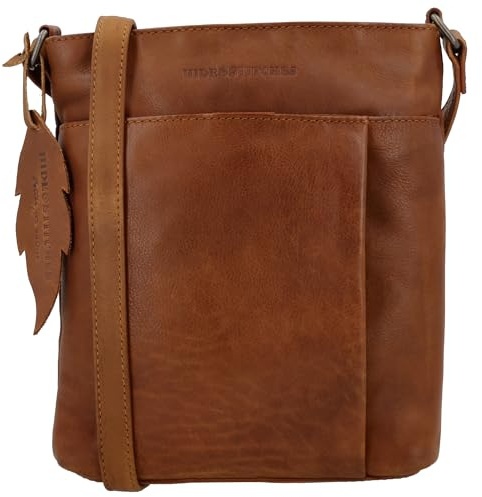 Hide & Stitches - Leder Umhängetasche Damen Mittelgroß - Braun | Handtasche Leder mit Reißverschluss, verstellbarem Schultergurt, Telefontasche, 2 Außentaschen ideal, 100% Leder
