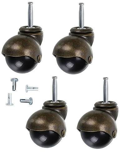 BELLIFFY 4stücke Teiliges Schwere Möbelrollen Drehbare Bürostuhlrollen Aus Robustem Material Antike Messingfarben Stem Caster Für Parkett Teppich Vinyl Fliesen
