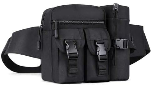 flintronic Tactical Waist Bags, Waist Pack with Bottle Holder, Hiking Waist Pack, Multifunctional Bum Bag, for Running Travel Cycling Outdoor Sport Camping
