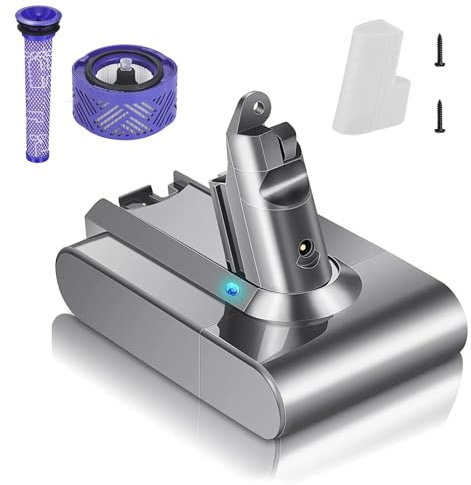V6 Akku 6000mAh Ersatzakku für Dyson V6 Akku DC62 DC58 SV03 DC59 DC61 Animal DC72 DC74 SV04 SV05 SV06 SV07 SV09 Staubsauger (2 Filter + 1 Batterie Schutzkappe + 2 Schrauben)