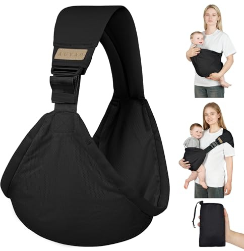 AUYAO Babytragetuch Tragetuch Baby Neugeborene Crossbody Verstellbare Trage | Träger Babytrage Tragehilfe Einfach Anzuziehen Elastisches Baby Freihändige Anzulegender Tragetuch Aufbewahrungstasche