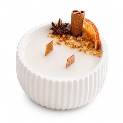 Atuvela – Vela Aromática Canela y Naranja de Cera de Soja con Mecha de Madera de Haya | Hecha a Mano en España | Perfume Cálido para Casa, Relax y Regalo