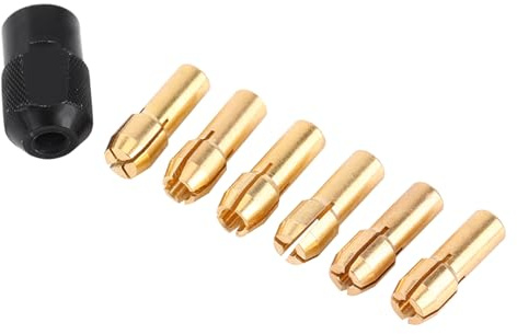 Smandy 6-teiliges Spannzangenfutter-Set, Spannhülsen 1 Mm, 1,6 Mm, 2 Mm, 2,4 Mm, 3 Mm, 3,2 Mm mit M8 X 0,75 Mm Kappe für Werkzeuge