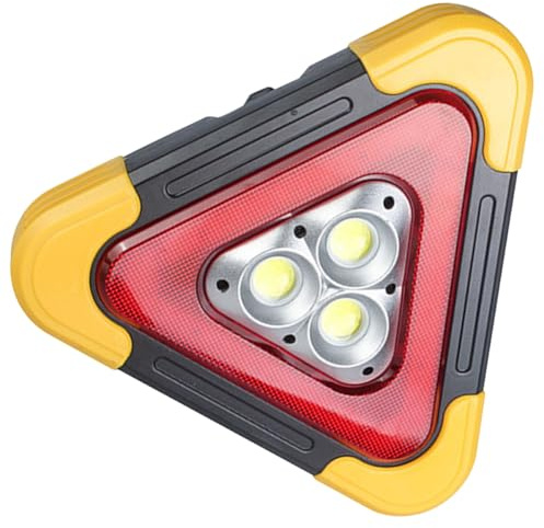 DINHEAROM Triangle Lumineux de d'Urgence pour Voiture Grand Modèle ABS Robuste LED à Piles Réflecteur Triangulaire Réfléchissant pour Sécurité Routière et Avertissement en Bord de Route