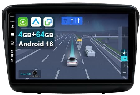 KEC 9 [4+64G] Android 16 Autoradio für Mitsubishi Pajero Sport 2 L200 / Triton (2008-2016)-mit Wireless Apple CarPlay|Android Auto|Mirror Link|GPS Navigation|Bluetooth 5.0|USB|Navi|FM+Rückfahrkamera