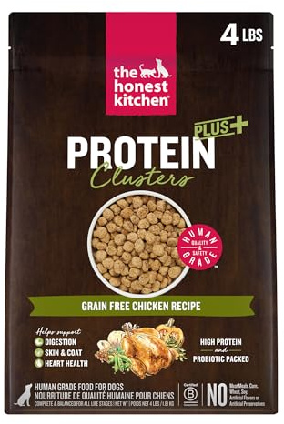 The Honest Kitchen Human Grade Dog Food, Protein Plus+ Clusters Grain Free Chicken Dry Dog Food, 4 lb Bag