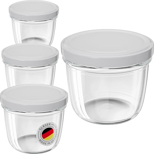 WELLGRO 100x Einmachgläser 230ml – Schraubdeckel TO82 weiß – Made in Germany – Vorratsgläser, Marmeladengläser, Aufbewahrungsgläser & Gärgläser