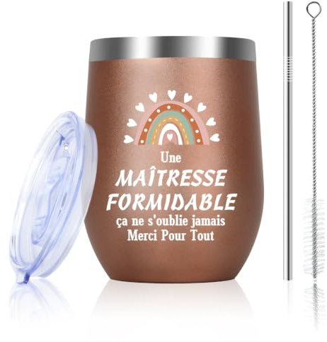 Cadeau Maitresse D'École Fin D'année Scolaire Tasse à Café 355ml Merci | Maîtresse Maitre Atsem Maternelle Nounou Directrice Ecole Professeur Prof Idee Cadeau Aesh Creche Eleve Original Verre a Vin