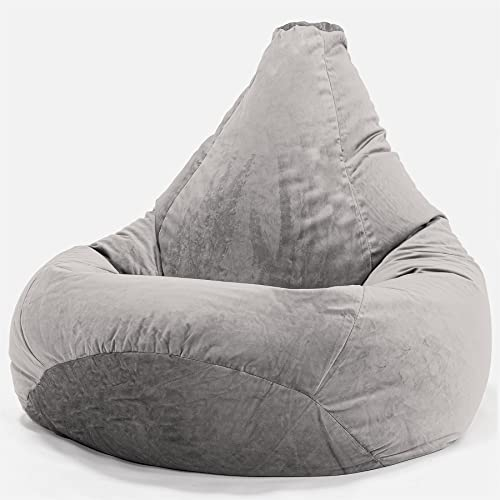 Lounge Pug, Gaming Sitzsack Sessel, Samt Silber