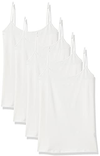 Amazon Essentials Canottiera Aderente Donna, Pacco da 4, Bianco, M