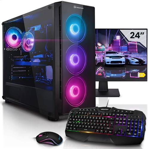 Megaport Méga Pack PC Gamer Fixe Complet Intel Core i5-14400F • GeForce RTX4060 8Go • Ecran LED 24 • 16Go DDR4 • 1000Go M.2 SSD • WiFi • Clavier et Souris Gamer