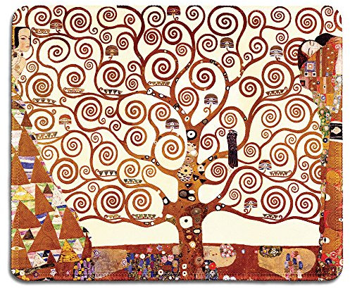 dealzEpic - Tapis de Souris Art - Tapis de Souris en Caoutchouc Naturel avec célèbre Peinture d'art de l'arbre de Vie par Gustav Klimt - Bords Cousus - 24,1 x 20,1 cm
