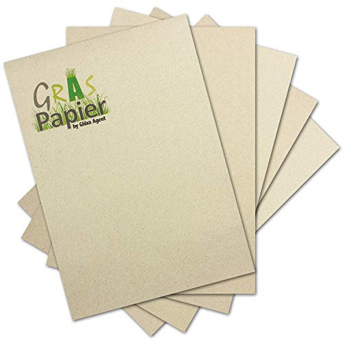 1000x ÖKO Briefpapier aus Graspapier DIN A4 - Recycling Papier 160 g/m² - Umwelt Bastelpapier für Einladungen oder Menükarte - Glüxx Agent