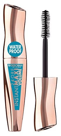Deborah Milano - Mascara 24 Ore Instant Maxi Volume Waterproof, Effetto Volumizzante e Allungante per le Ciglia, Dona una Tenuta Estrema a Lunga Durata, Nero, 12 ml