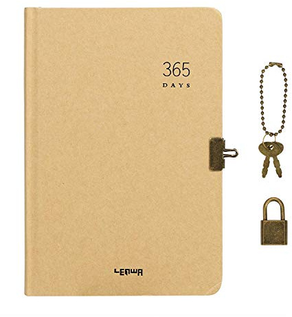 ITODA 365 Days Secret Diary Lockable Notebook A5 Password Notepad Daily Planner Journal Memo Pad Blank Page Sketchbook Bullet Travel Journal Drawing Writing Doodling Dairy Scrapbook with Code Lock