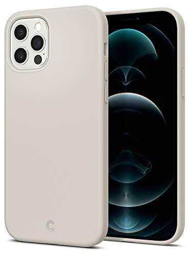 CYRILL Silicone kompatibel mit iPhone 12 Pro und iPhone 12 Hülle, (2020) (6,1 Zoll) Liquid Silicone mit PC rückseite 3-Layer Struktur - Stone Beige