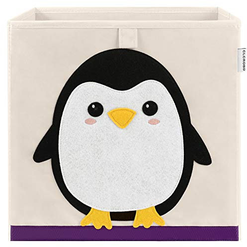 CLCROBD Foldable Animal Cube Storage Bins Fabric Toy Box/Chest/Organizer for Kids Nursery, 13 inch (Penguin)