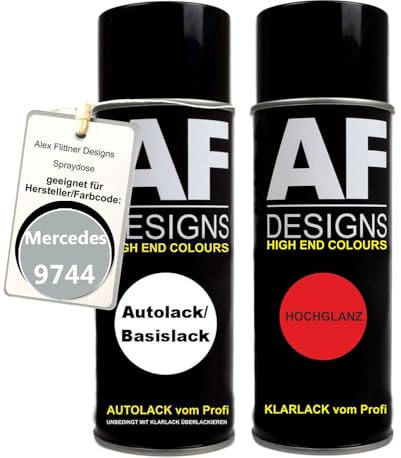 Alex Flittner Designs Spraydose für Mercedes - Benz 9744 Brillantsilber | Spraydosen-Set geeignet für Mercedes - Benz