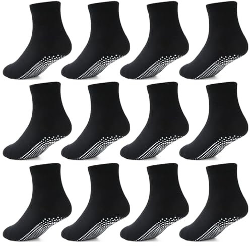 HYCLES Calzini Antiscivolo Bambino per 5-7 Anni - Calze Antiscivolo Bambino Calzini Neonato 0-3-6-9-12-18 Mesi Calzini Bambino 23-26-27-30-31-34 Nero