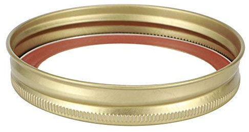 Fdit 10Pcs Canning Lids, Stainless Steel Mason Jar Lids Split Type Glass Jar Canning Lids Round Food Container Sealing Cover Kitchen Accessory (70mm Gold Circular Ring+Cover Plate)