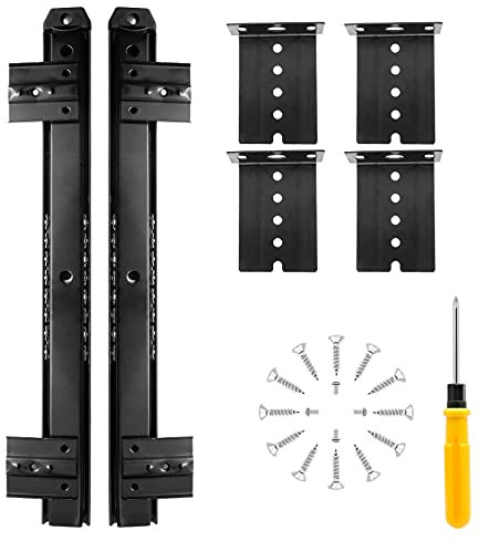 Bonsicoky 2 Stück 35,6 cm Tastatur-Schienen, robuste Kugellager-Auszüge, Computertastatur-Schubladenablage, Zubehör, Schrank-Möbelschienen, schwarz