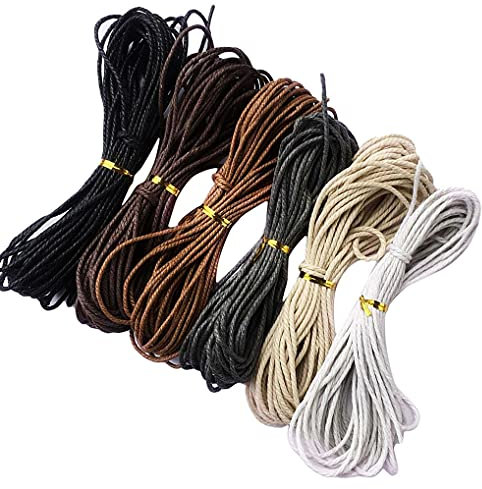Yourandoll 6 Farben Gewachst Baumwollschnur Wachsband Baumwollkordel 2MM * 10M für DIY Armband Halskette Schmuckherstellung (Farbe 2)