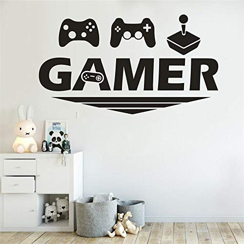 QIANGTOU Gamer Wall Sticker Accueil Wall Sticker Decal Chambre Vinyle Art Mural Gaming Affiche Décor Porte Autocollant Enfants Chambre décoration 58x39cm