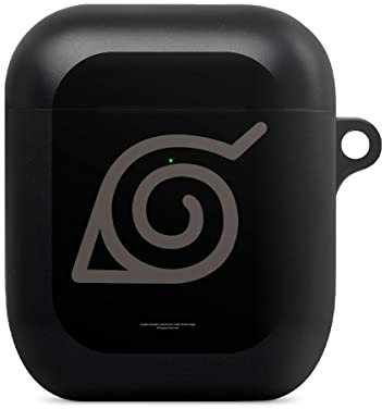DeinDesign Hülle mit Karabiner kompatibel mit Apple AirPods (1. Generation) Case schwarz Schutzhülle mit Schlüsselanhänger Konoha Logo Naruto Shippuden
