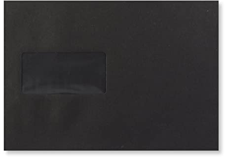 Briefumschläge, C5, für A5-Grußkarten, Hochzeitseinladungen, Bastelarbeiten, 162 x 229 mm, 15 Stück, mit schwarzem Fenster