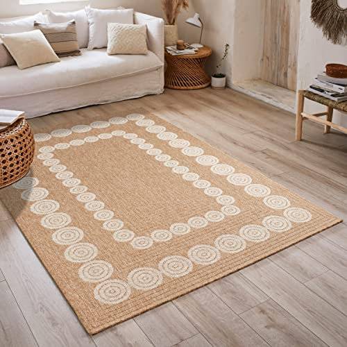 Tapis Nature, Tapis Naturel Boheme, Tapis Aspect Jute, Tapis Salon, Chambre, Couloirs, Tapis ExtRieur, Couleur Naturelle (160x230 cm, 8868 Blanc)